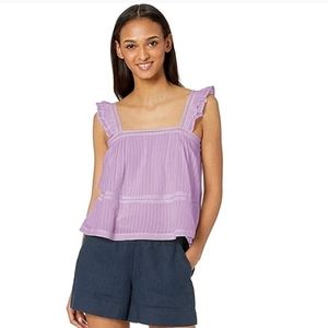 Ella Moss Sleeveless Alanis Babydoll Lavender Ruffle Cotton Blouse Top X-Large